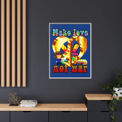 love peace - framed canvas art (dark blue)