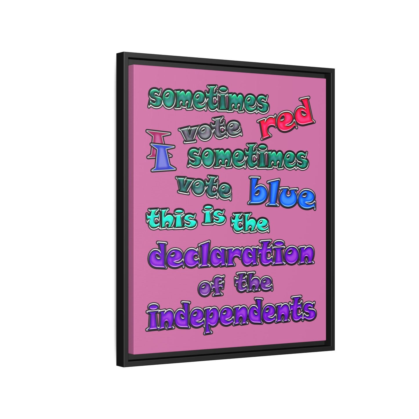 declaration of the independents - framed canvas art (light pink)
