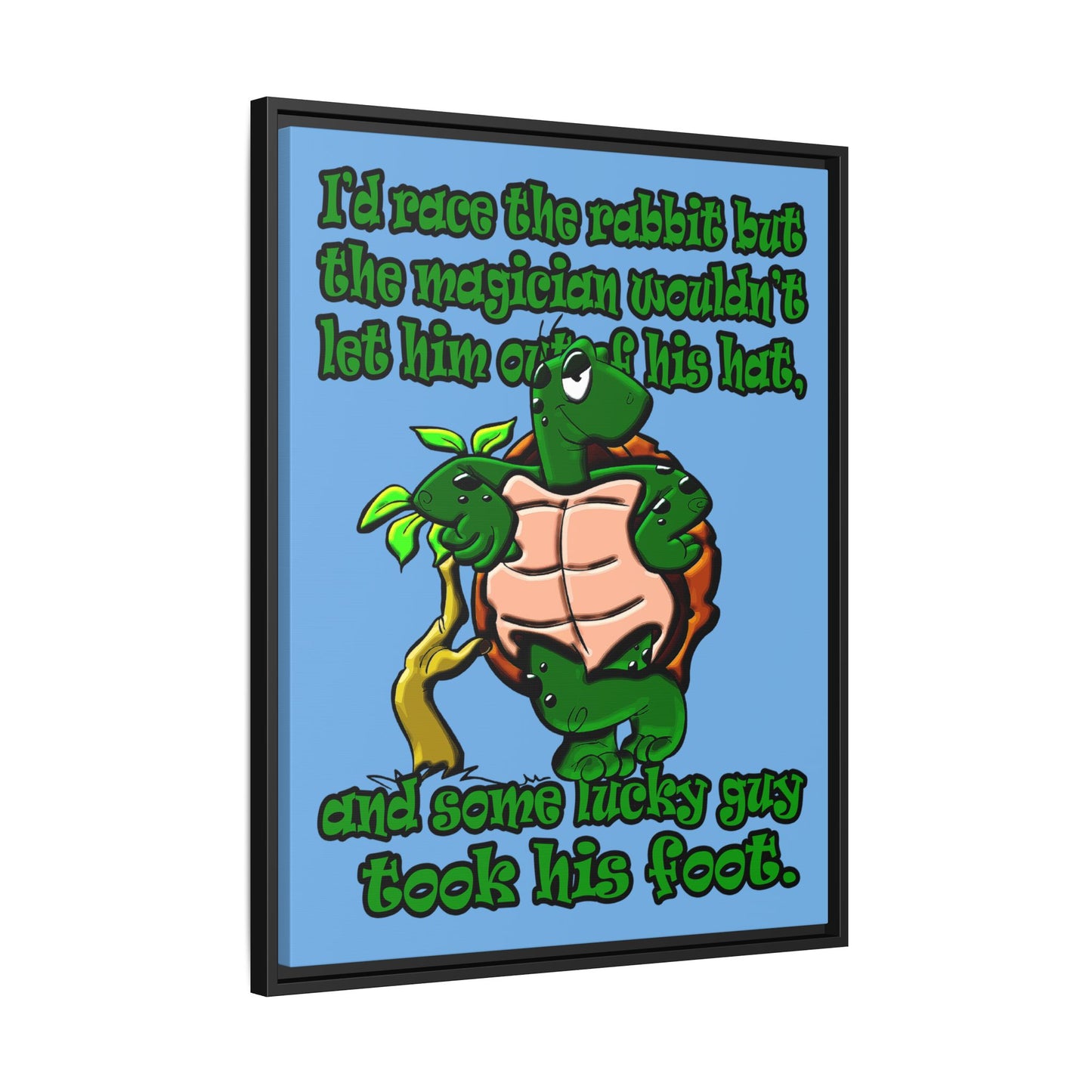 turtle race - framed canvas art (light blue)