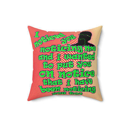 noticed you noticing - Faux Suede Square Pillow - (yellow-orange wave)