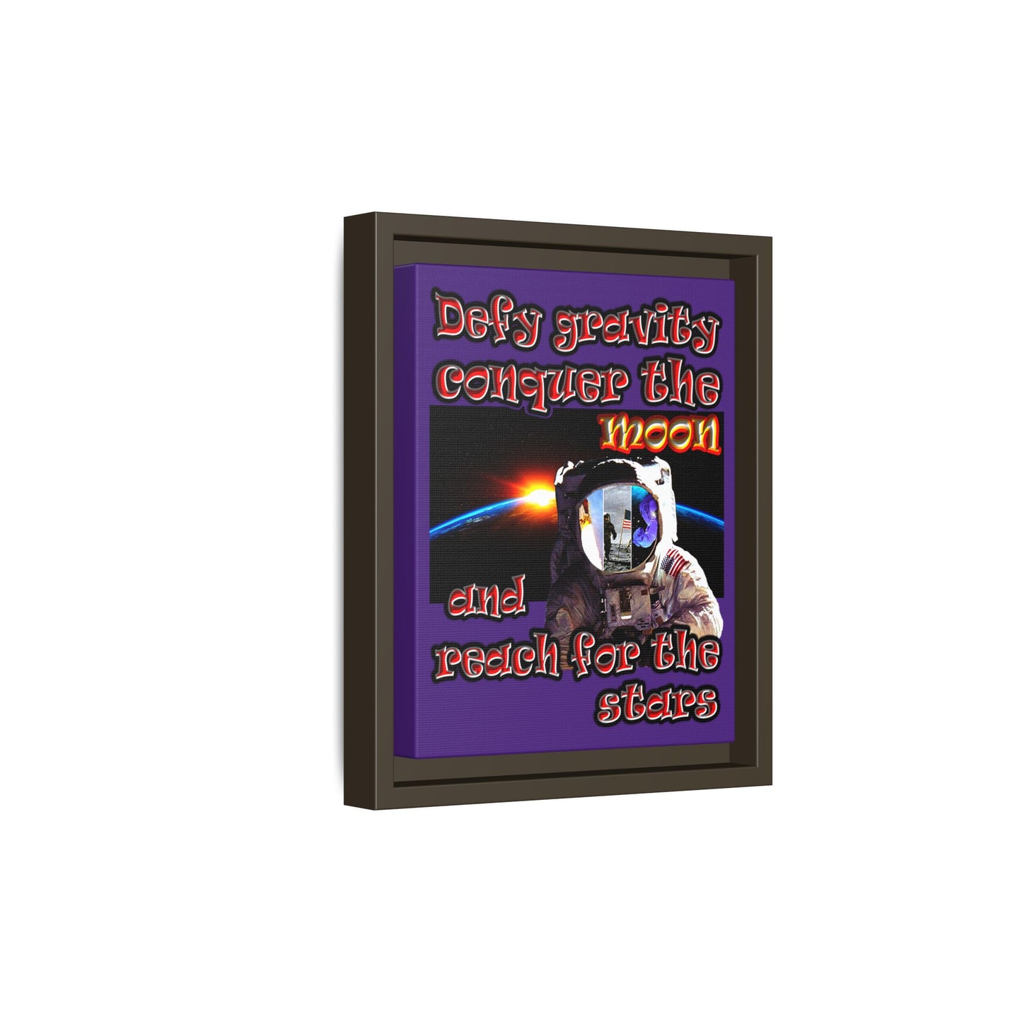 defy conquer reach - framed canvas art (purple)