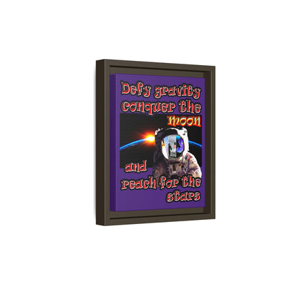 defy conquer reach - framed canvas art (purple)