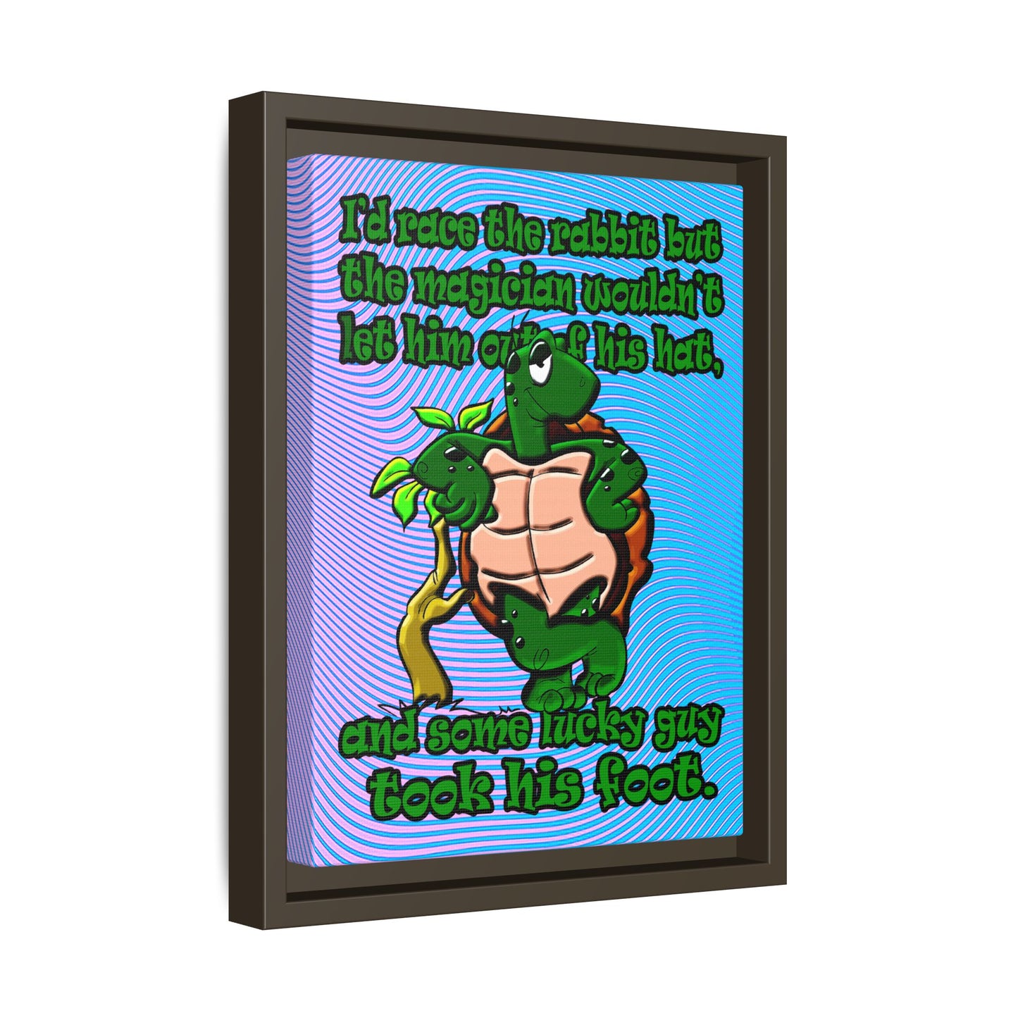 turtle race - framed canvas art (light blue-purple wave)