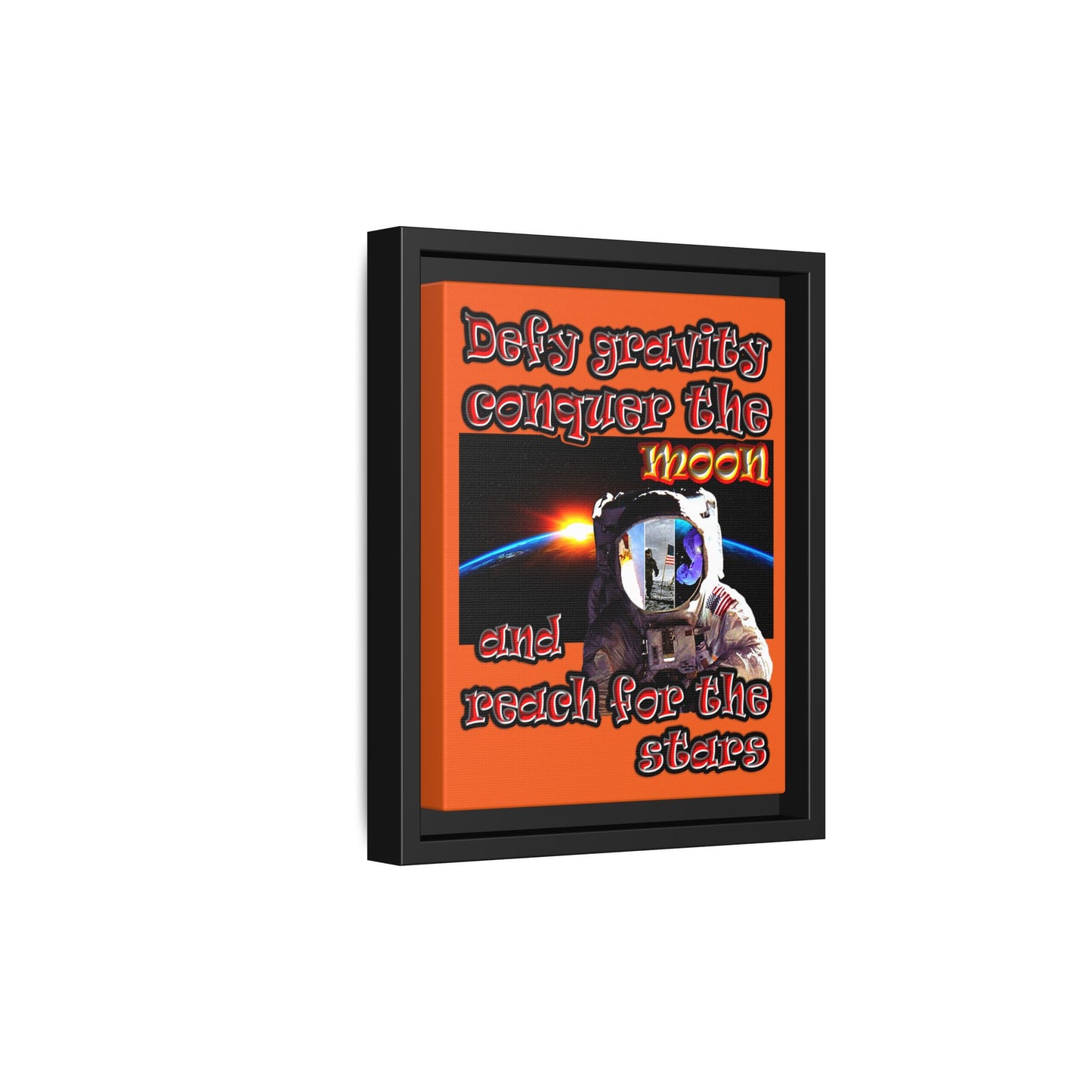 defy conquer reach - framed canvas art (orange)
