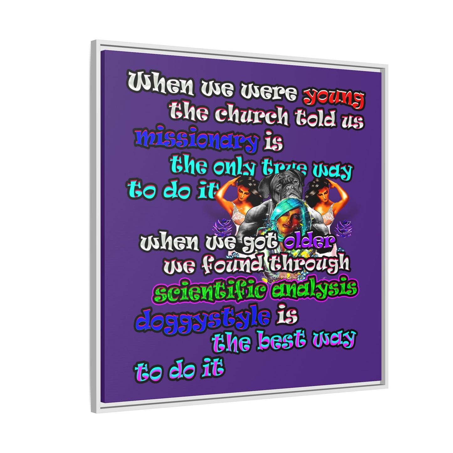 doggystyle - framed canvas art (purple)