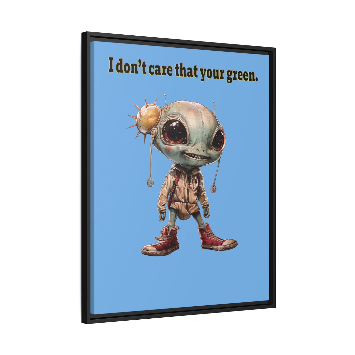 I don't care that your green - framed canvas art (light blue)