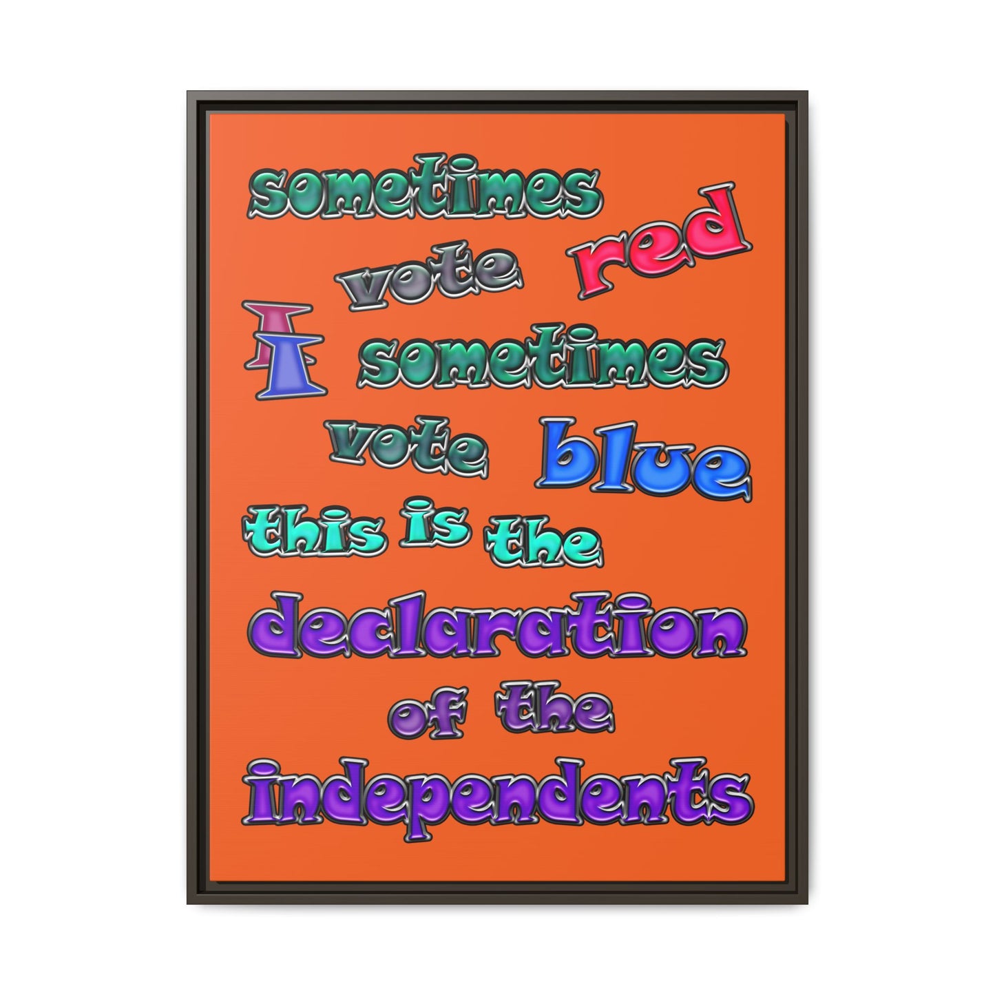 declaration of the independents - framed canvas art (orange)