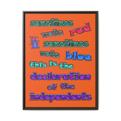declaration of the independents - framed canvas art (orange)