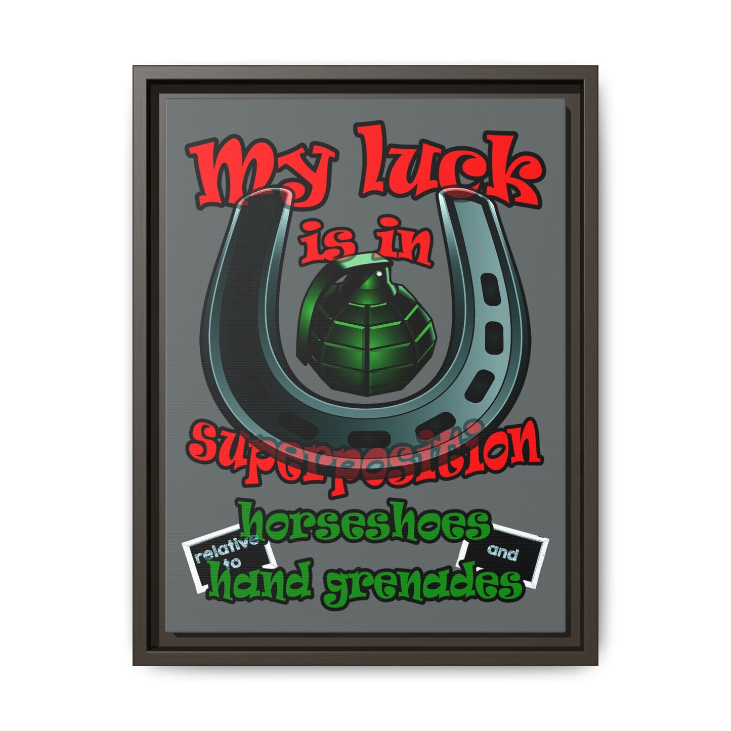 my luck - framed canvas art (dark grey)