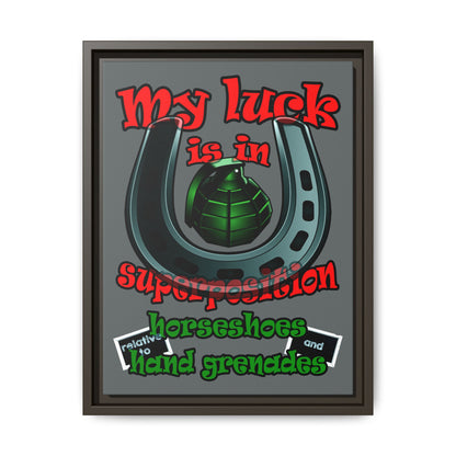 my luck - framed canvas art (dark grey)