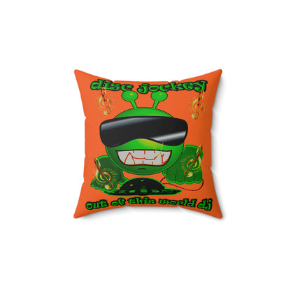 disc jockey - Faux Suede Square Pillow - (orange)