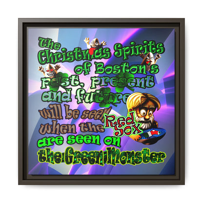 christmas spirits of boston - framed canvas art (grey-pink wave)