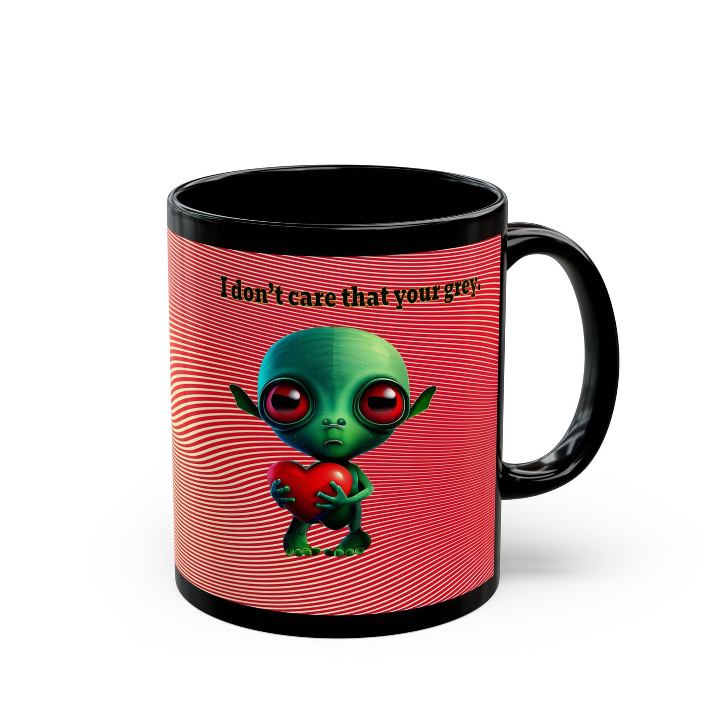 I don't care that your grey - Black Mug (yellow-orange wave)