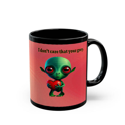 I don't care that your grey - Black Mug (yellow-orange wave)