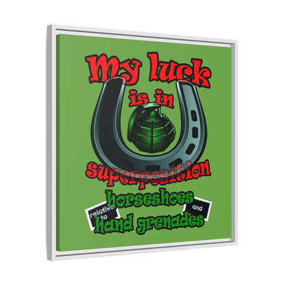 my luck - framed canvas art (green)