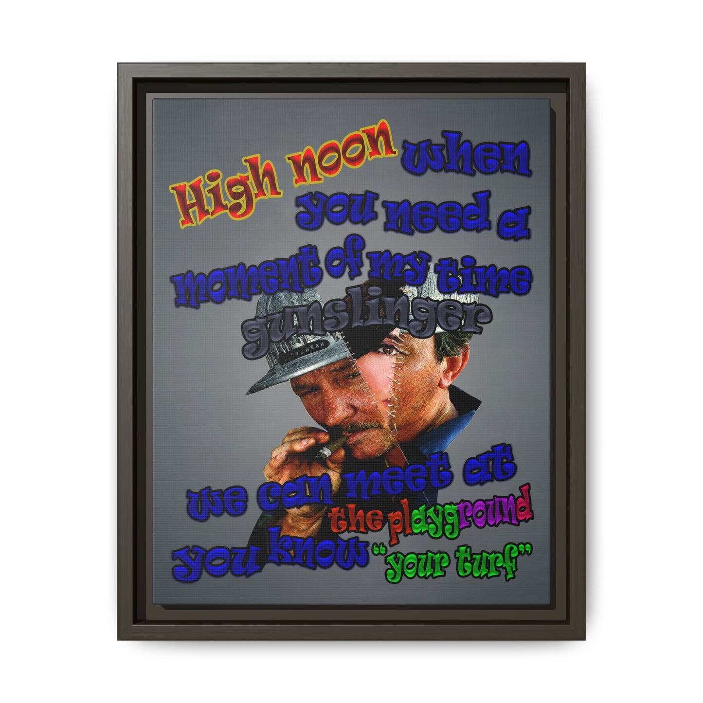 high noon - framed canvas art (grey-light grey)