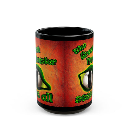 green monster - Black Mug (burnt orange)
