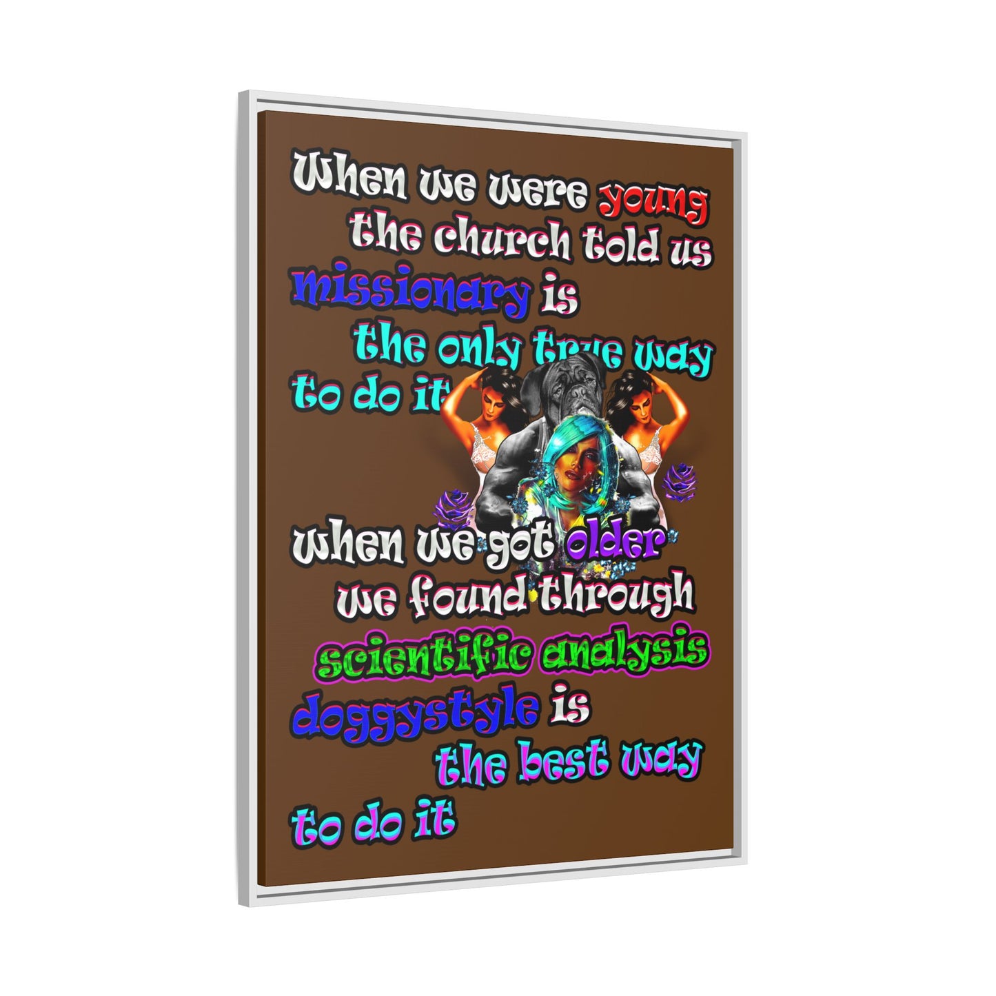 doggystyle - framed canvas art (brown)