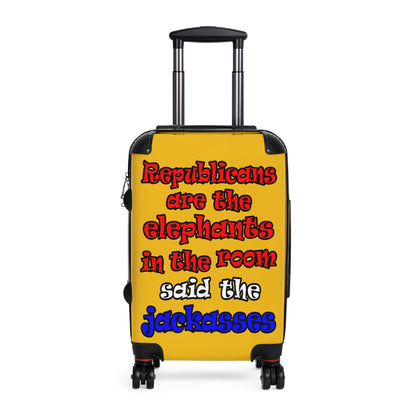 donkeys and elephants - Suitcase (yellow)