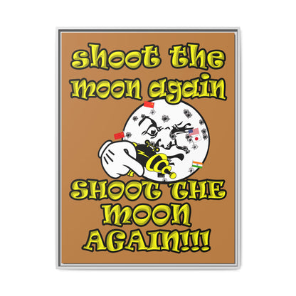 shoot the moon again - framed canvas art (light brown)