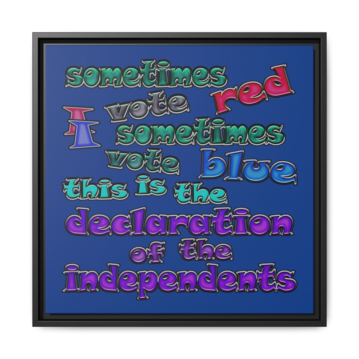 declaration of the independents - framed canvas art (dark blue)