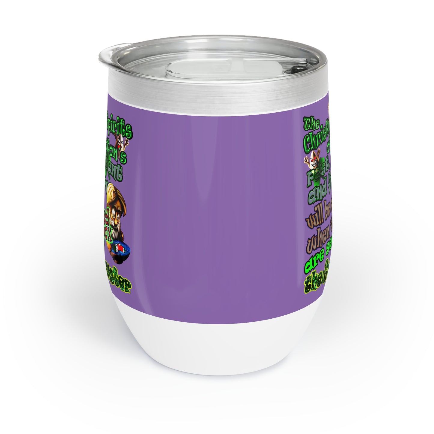 christmas spirits of boston - Chill Wine Tumbler (light purple)