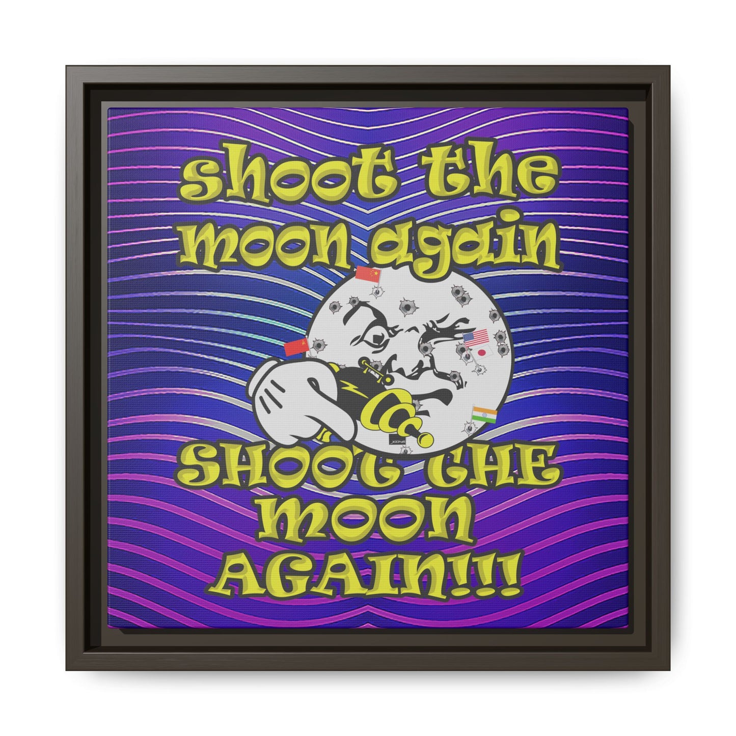 shoot the moon again - framed canvas art (purple wave)