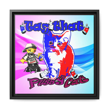 tag that - framed canvas art (light blue-pink wave)