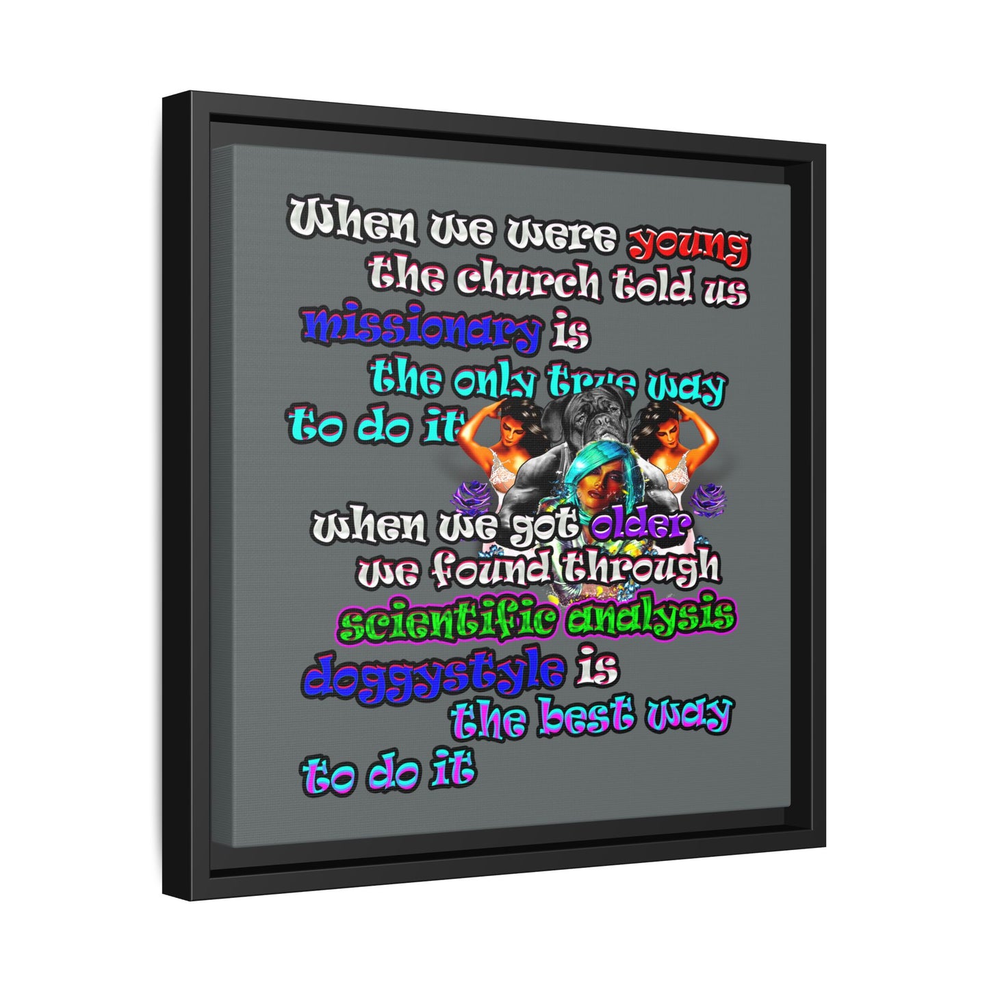 doggystyle - framed canvas art (dark grey)
