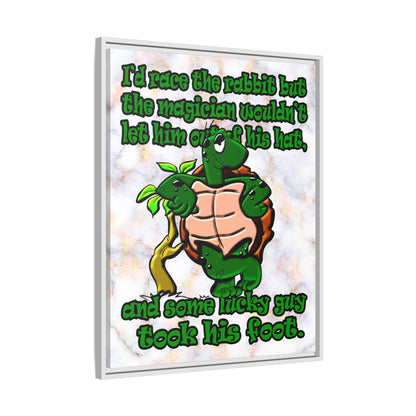 turtle race - framed canvas art (white marble)