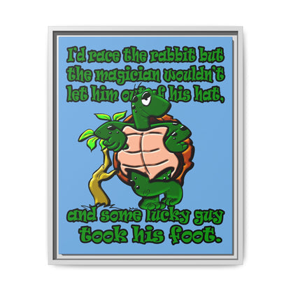turtle race - framed canvas art (light blue)