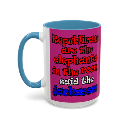 donkeys and elephants - Accent Mug (pink)