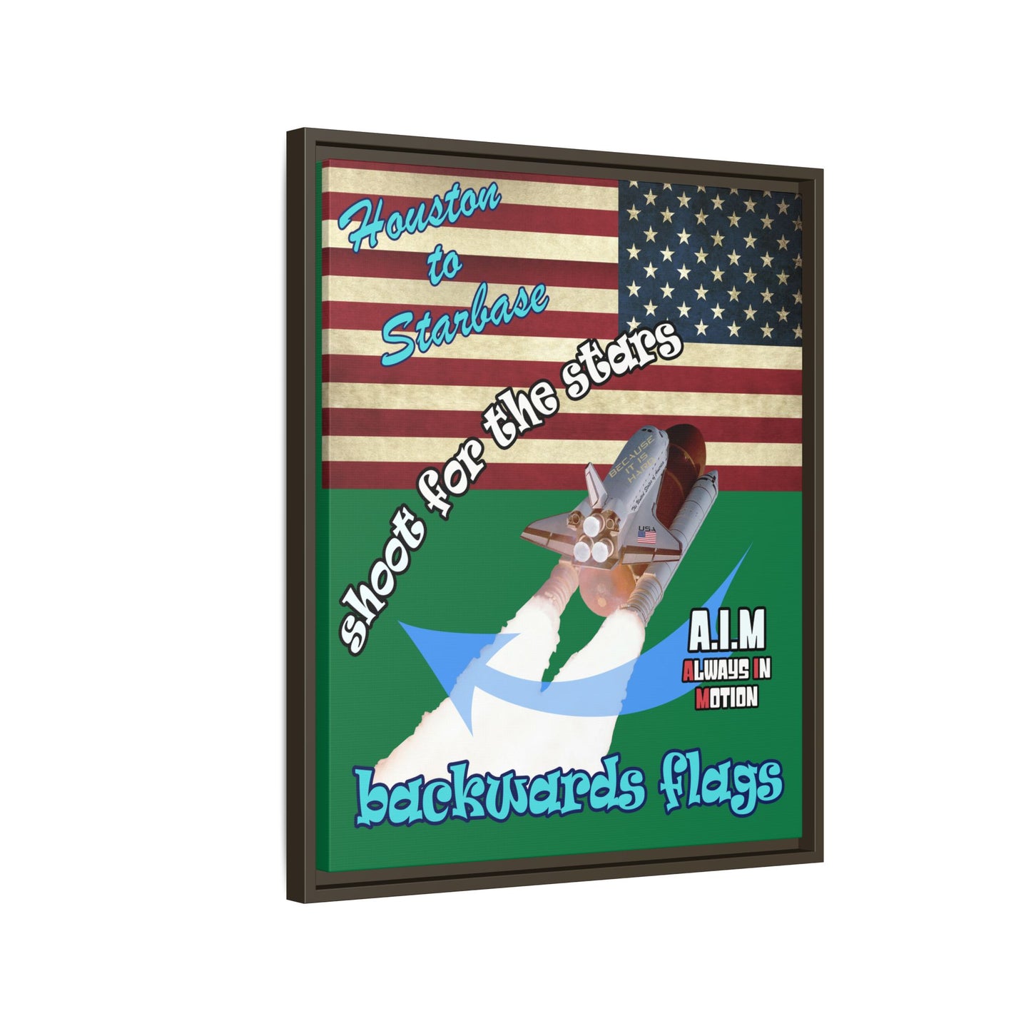 shoot for the stars - framed canvas art (dark green)