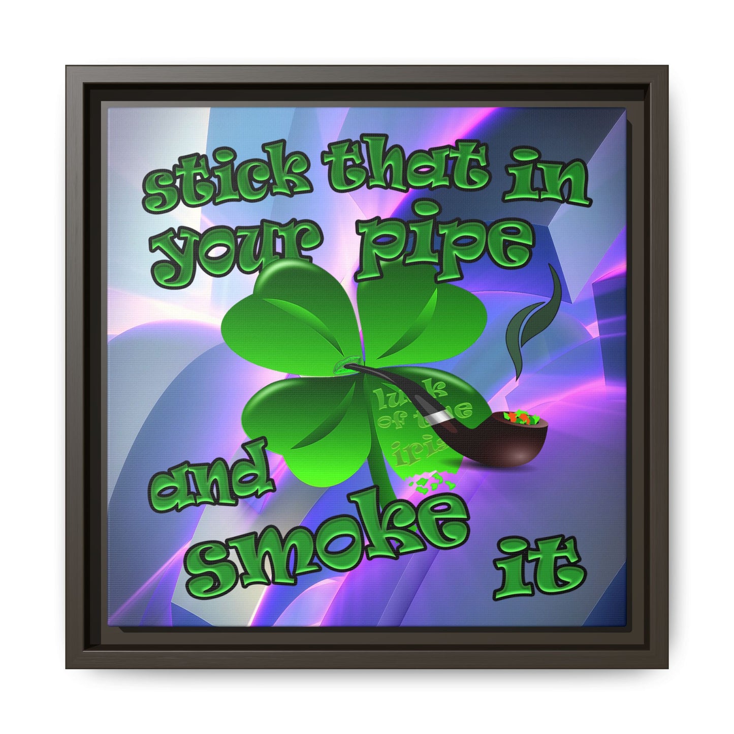 stick that in your pipe and smoke it - framed canvas art (grey-pink wave)