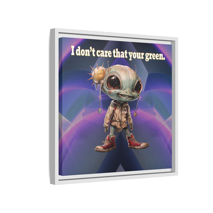 I don't care that your green - framed canvas art (grey-pink wave)