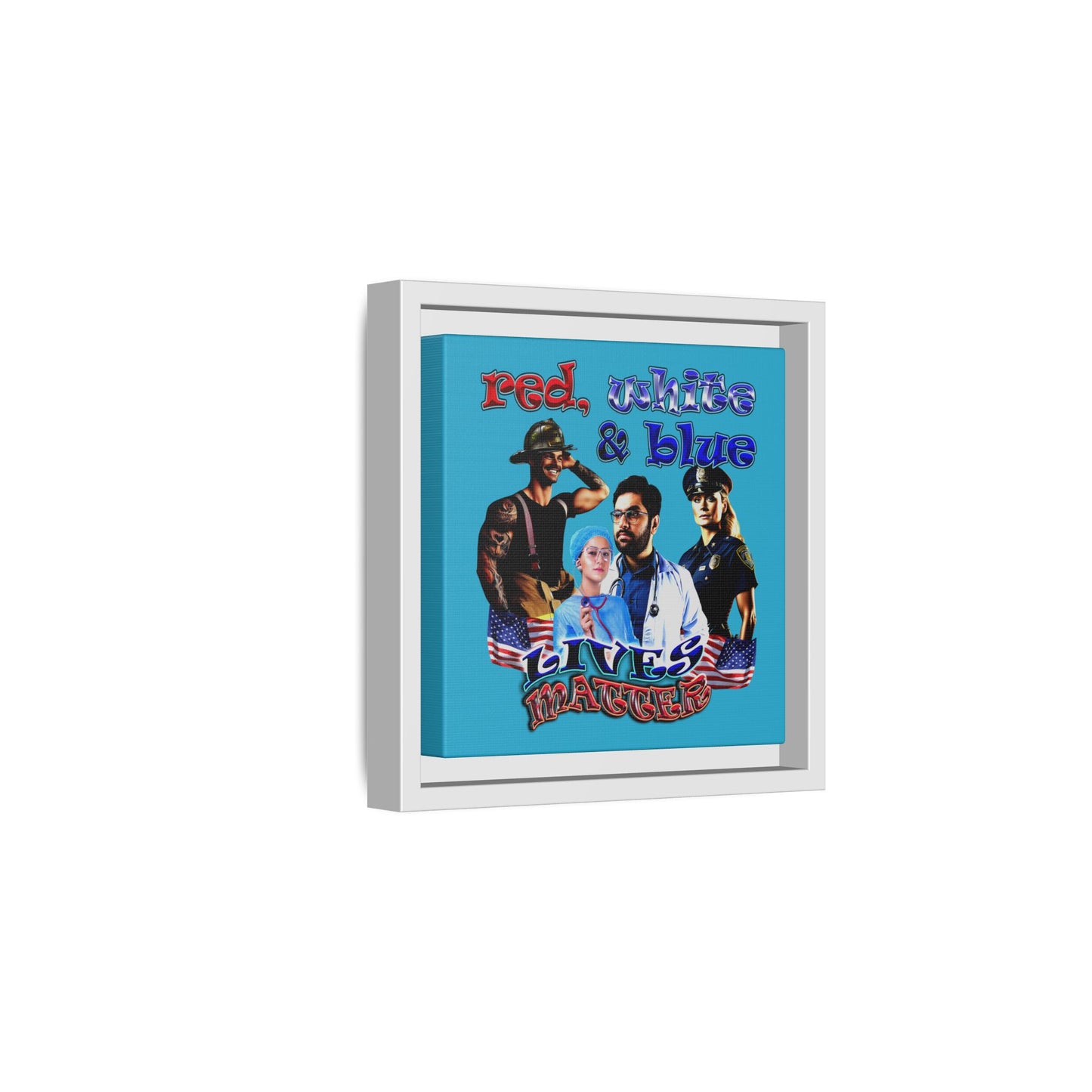 rw&b lives matter - framed canvas art (turquoise)