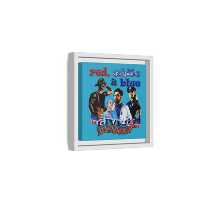 rw&b lives matter - framed canvas art (turquoise)