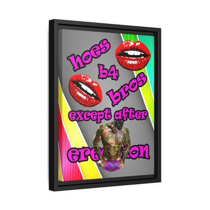 hoes b4 bros - framed canvas art (rainbow split)