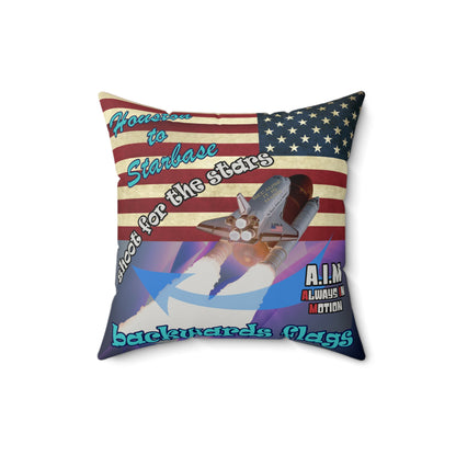 shoot for the stars - Faux Suede Square Pillow - (grey-pink wave)