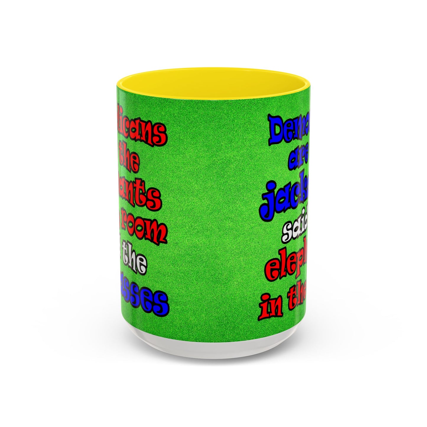 donkeys and elephants - Accent Mug (green turf)