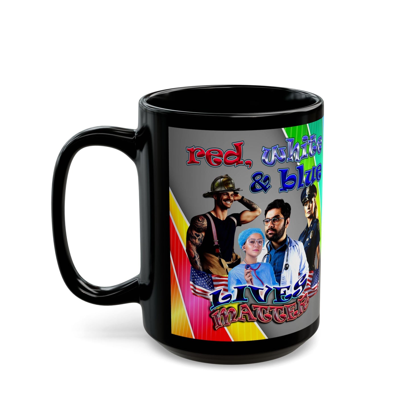 rw&b lives matter - Black Mug (rainbow split)