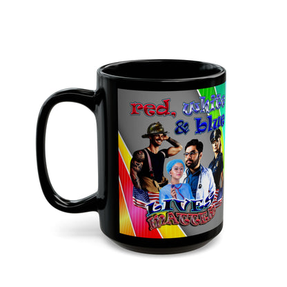 rw&b lives matter - Black Mug (rainbow split)