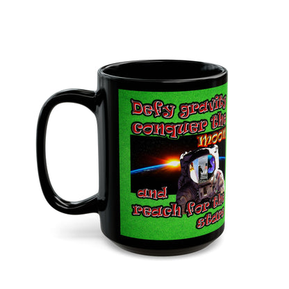 defy conquer reach - Black Mug (green turf)