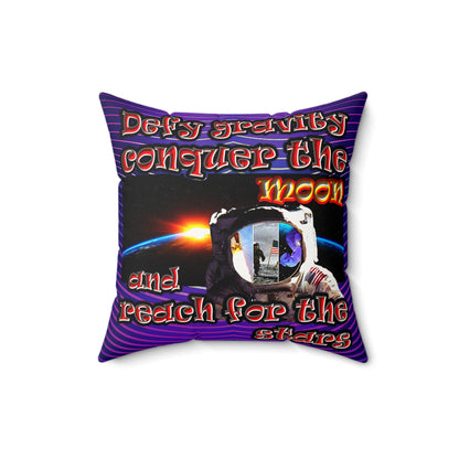 defy conquer reach - Faux Suede Square Pillow - (purple wave)