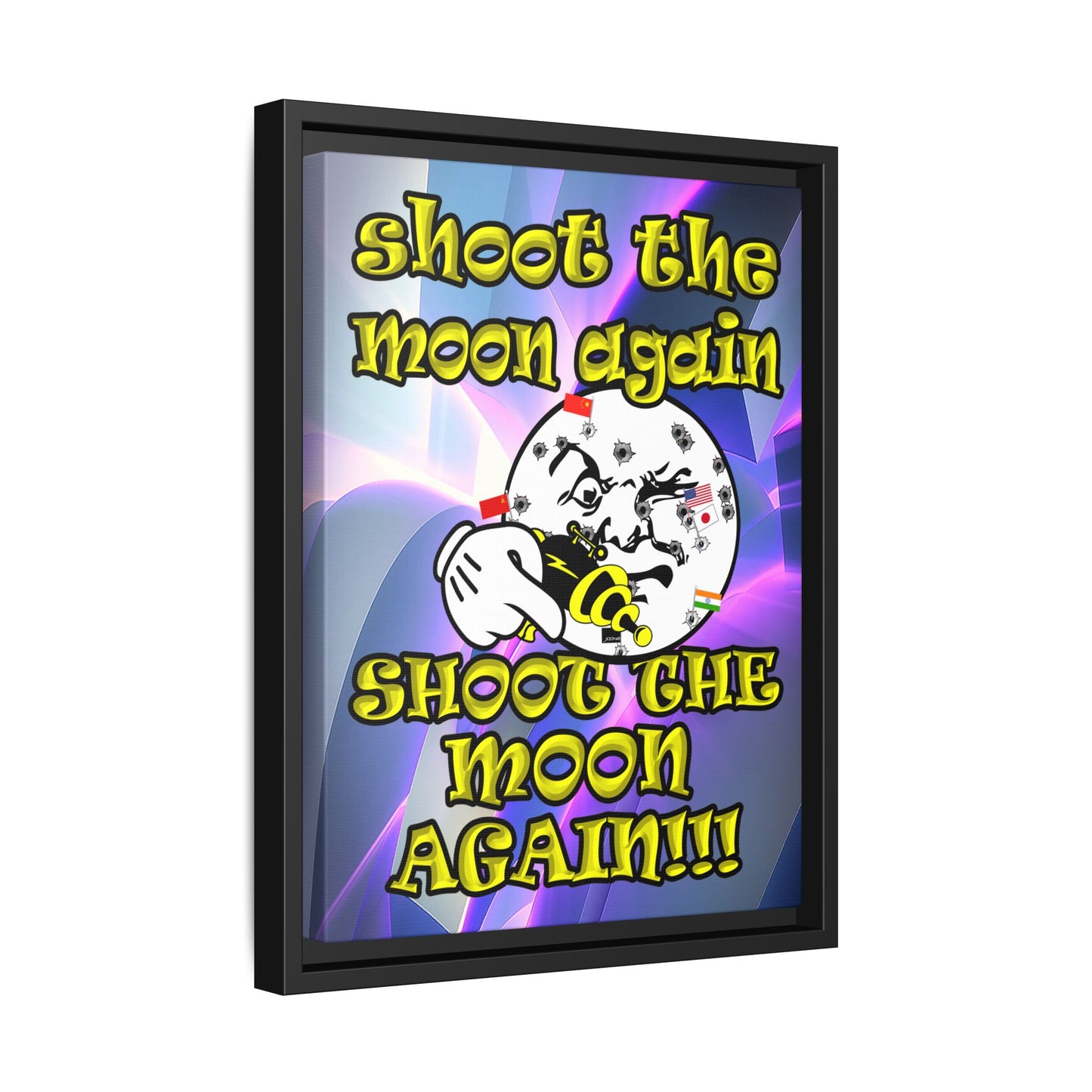shoot the moon again - framed canvas art (grey-pink wave)