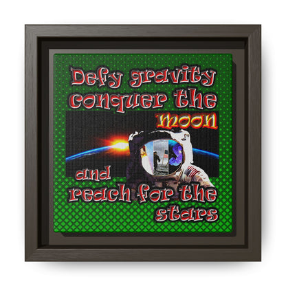 defy conquer reach - framed canvas art (logo green)