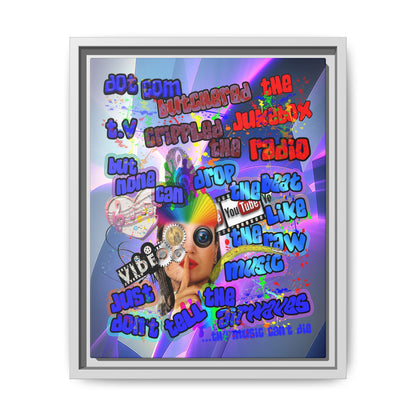 drop the beat - framed canvas art (grey-pink wave)