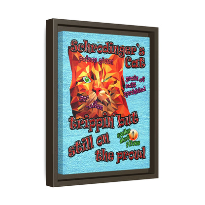 schrodinger's cat - framed canvas art (faded blue)