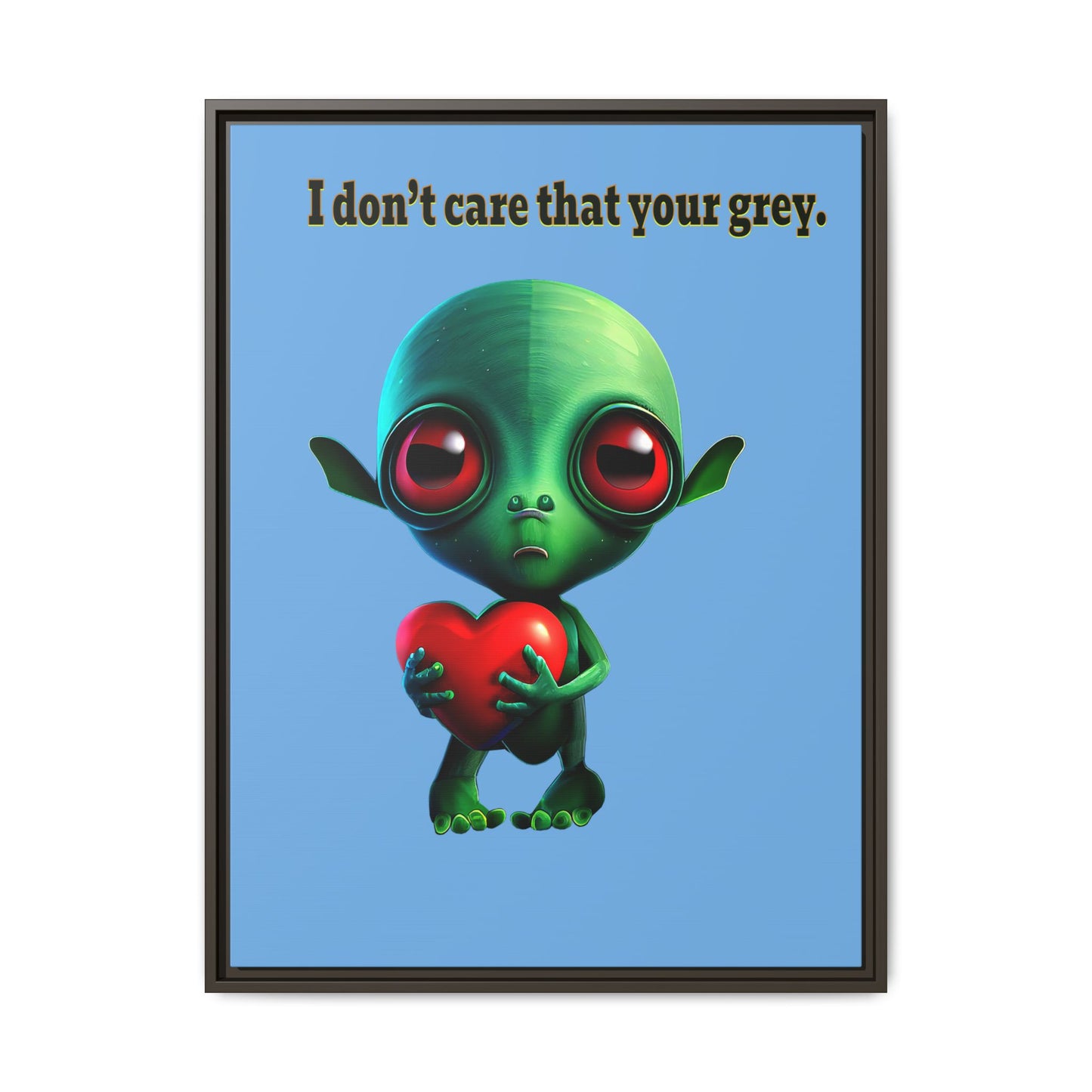 I don't care that your grey - framed canvas art (light blue)