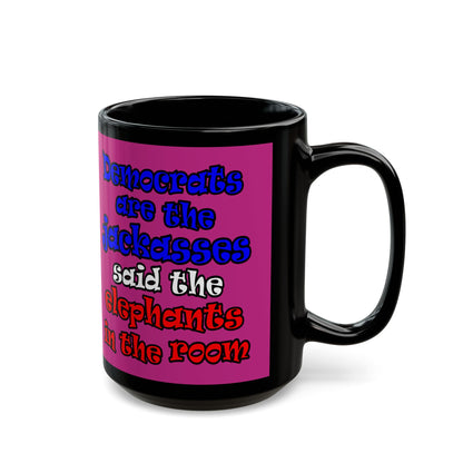 donkeys and elephants - Black Mug (pink)